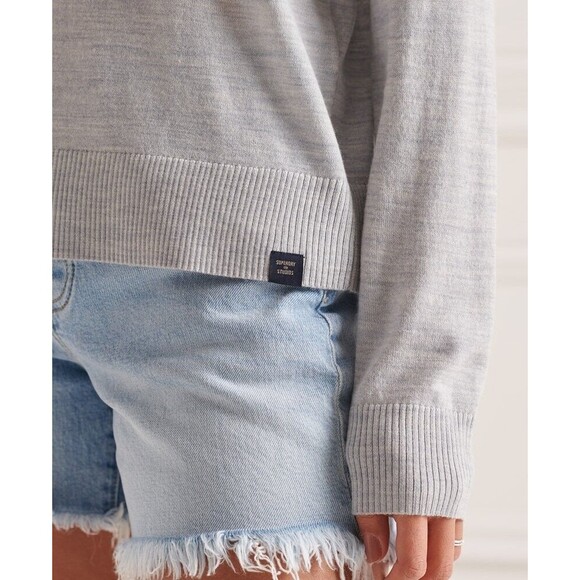 Superdry Studios Merino Mock Neck Jumper Sweater in Mid Marl Size 12 US NWT!!! - Picture 4 of 7